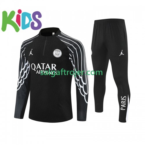Paris Saint-Germain PSG Børn Sort Sweatshirt Dragt 2025/26 Paris Saint-Germain PSG Børn Sort Sweatshirt Dragt 2025/26